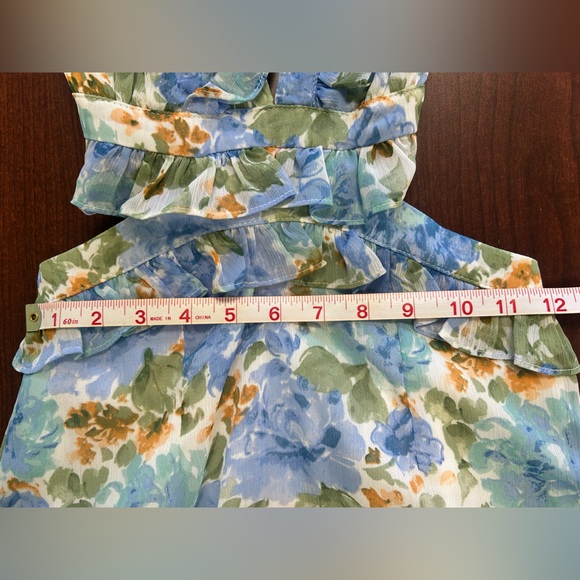 Elegant Floral Midi Dress - Blue and Green - Picture 5 of 7